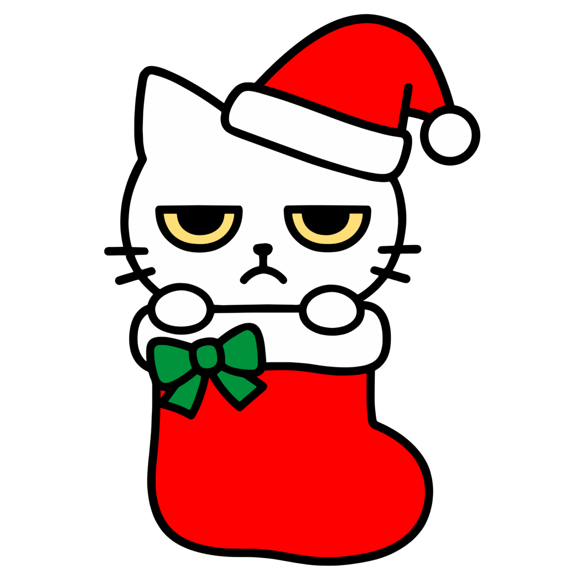 クリスマス猫のイラスト無料ダウンロード(カラー)