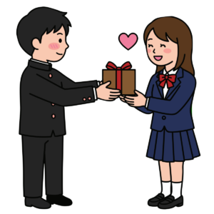 学生カップルのプレゼント交換
