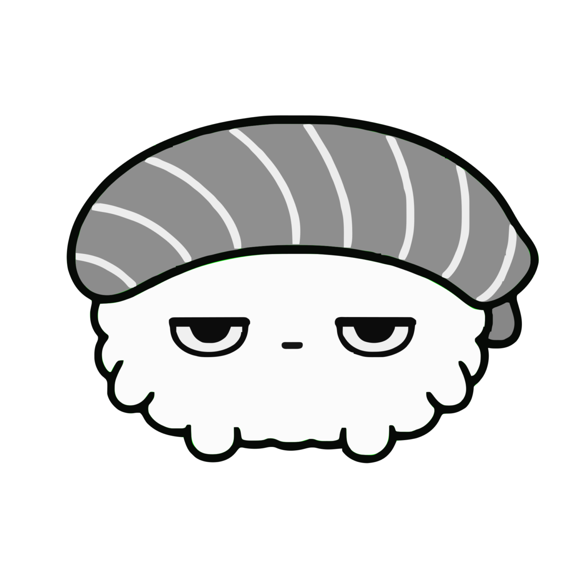 すしのイラスト（かわいい）（モノクロ）