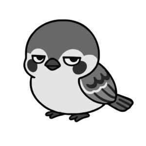すずめのイラスト（かわいい）（モノクロ）