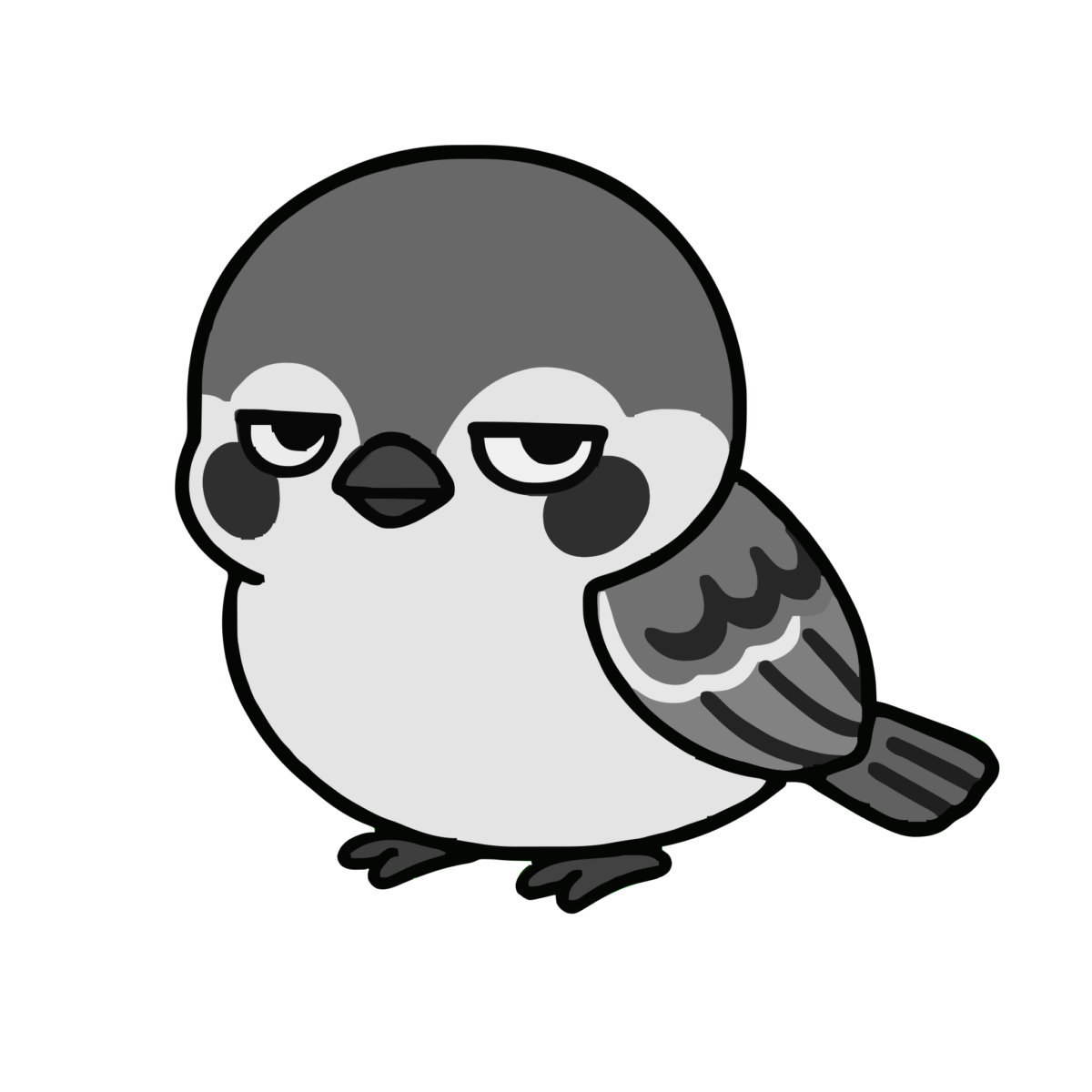 すずめのイラスト(かわいい)(モノクロ)