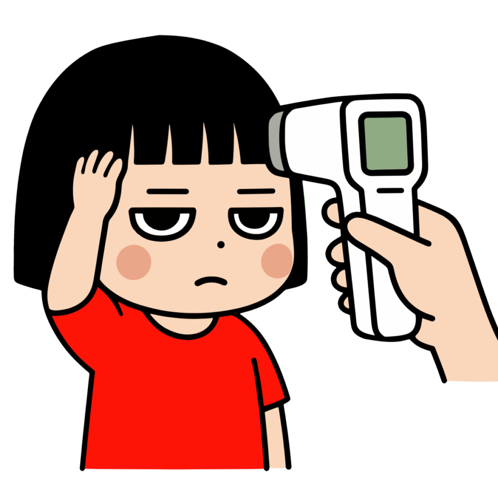 体温計で測る女の子のイラスト無料ダウンロード（カラー）