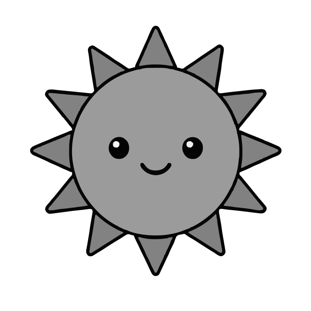 太陽のかわいいイラスト（晴れ）（モノクロ）