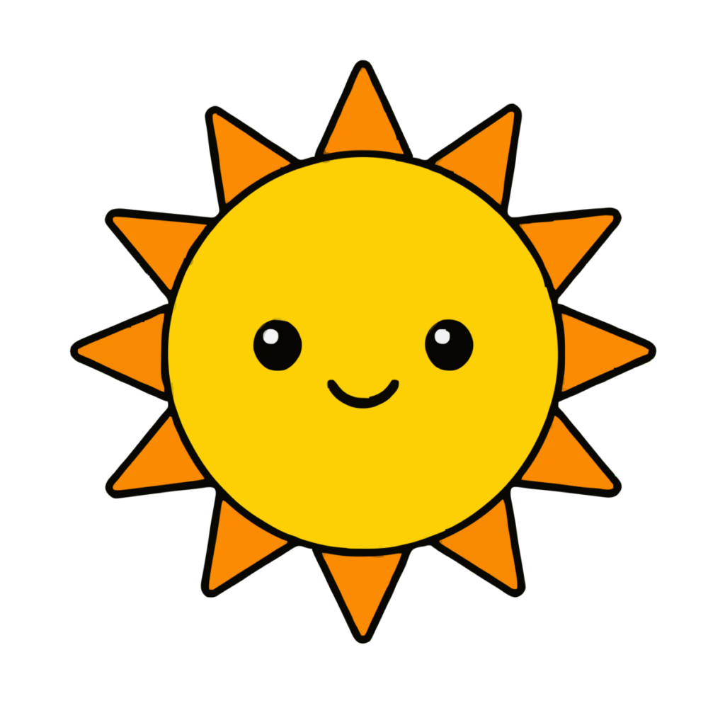 太陽のかわいいイラスト（晴れ）（カラー）
