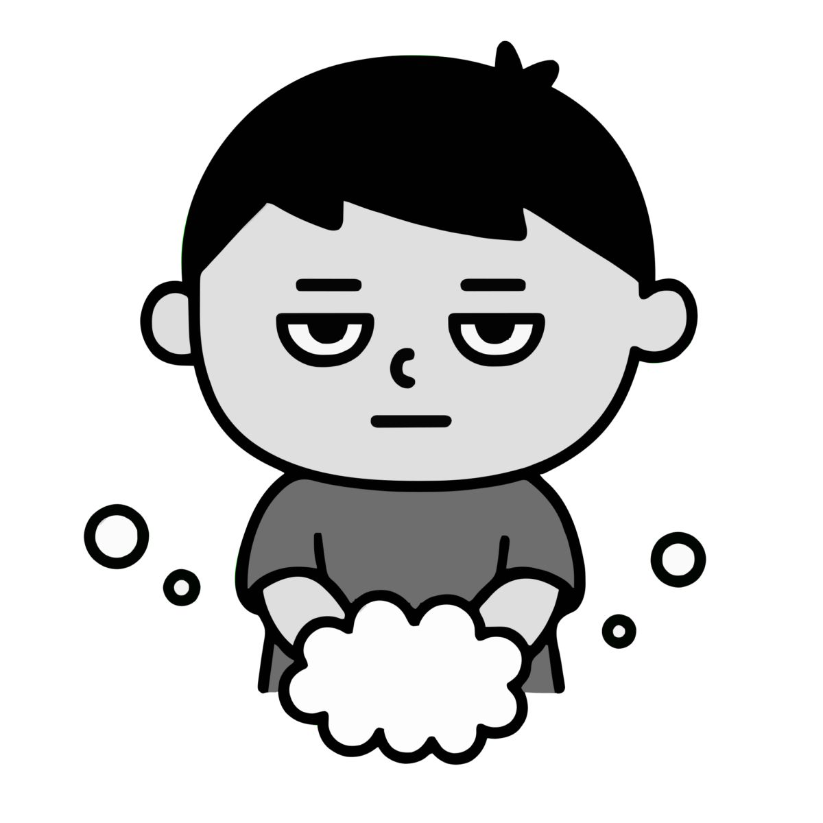 手洗い 男の子のイラスト無料ダウンロード（モノクロ）