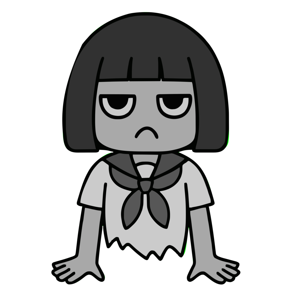 てけてけのイラスト無料ダウンロード（モノクロ）