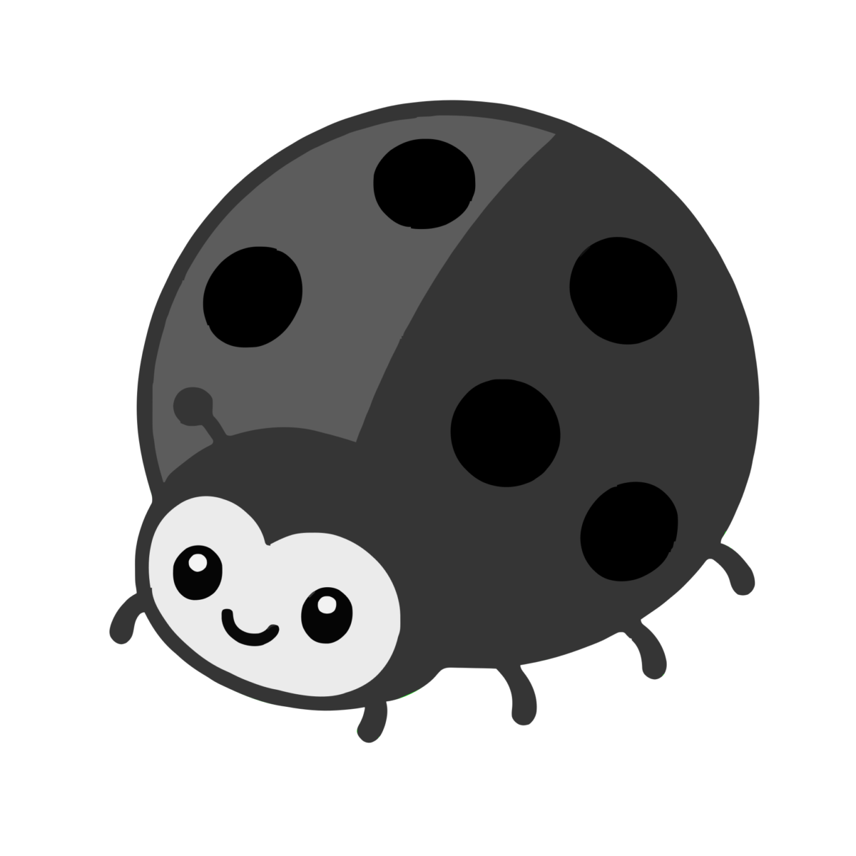 てんとうむしのかわいいイラスト(モノクロ)
