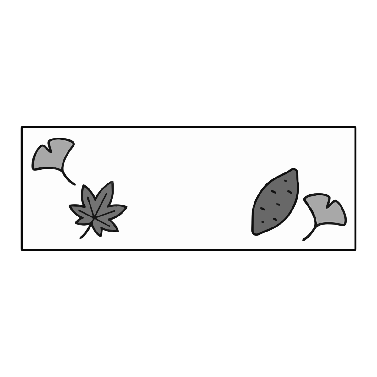 11月のタイトル飾り(いちょうとおちば)(モノクロ)