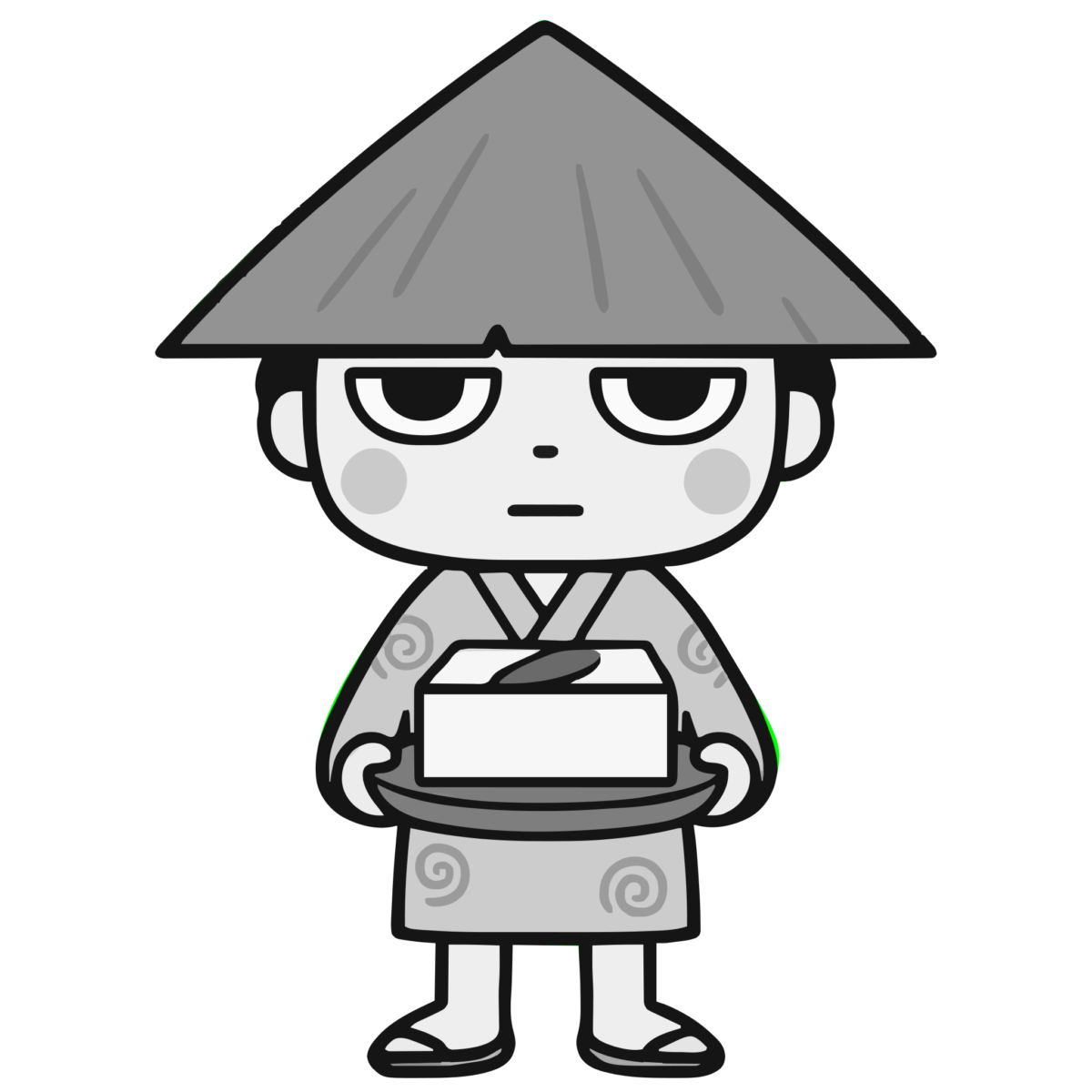 豆腐小僧のイラスト無料ダウンロード（モノクロ）