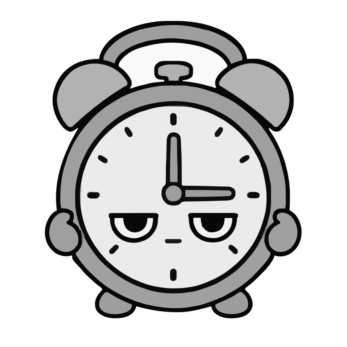 とけいのイラスト(かわいい)(モノクロ)
