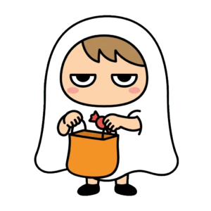 トリックオアトリートをする子どものイラスト(カラー)