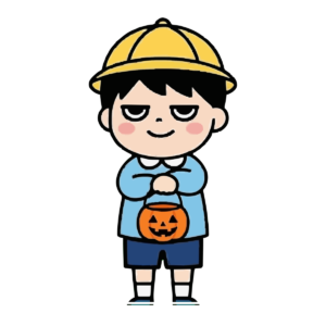 トリックオアトリートをする子どものイラスト(カラー)