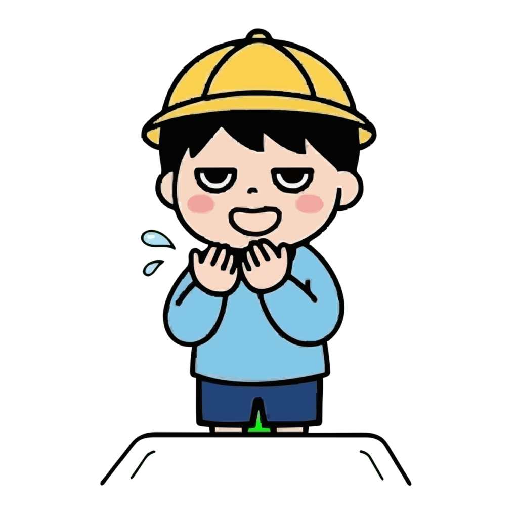 うがいをする子どものイラスト（風邪予防）（カラー）