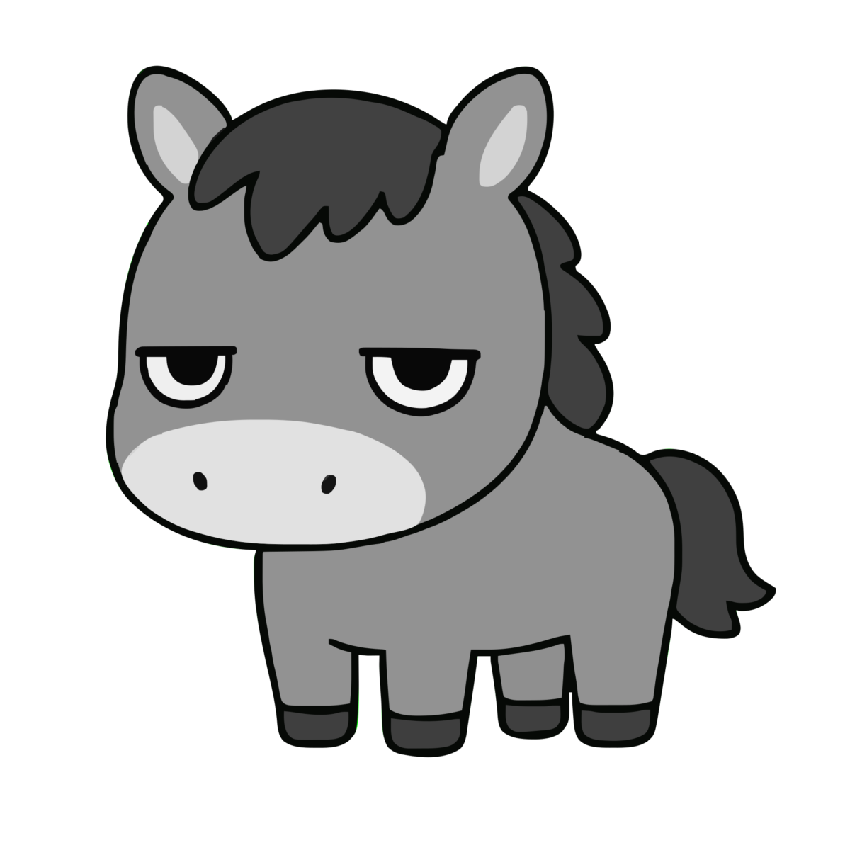 うまのイラスト(かわいい)(モノクロ)