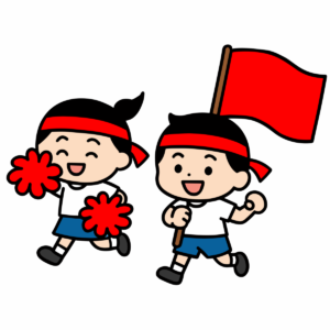 赤組応援の園児