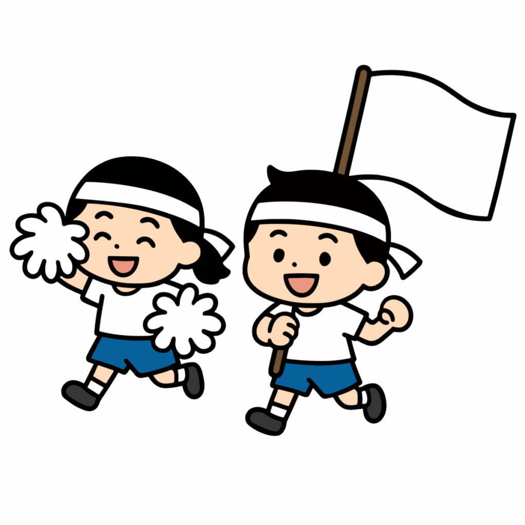 白組応援の園児のイラスト無料ダウンロード（カラー）