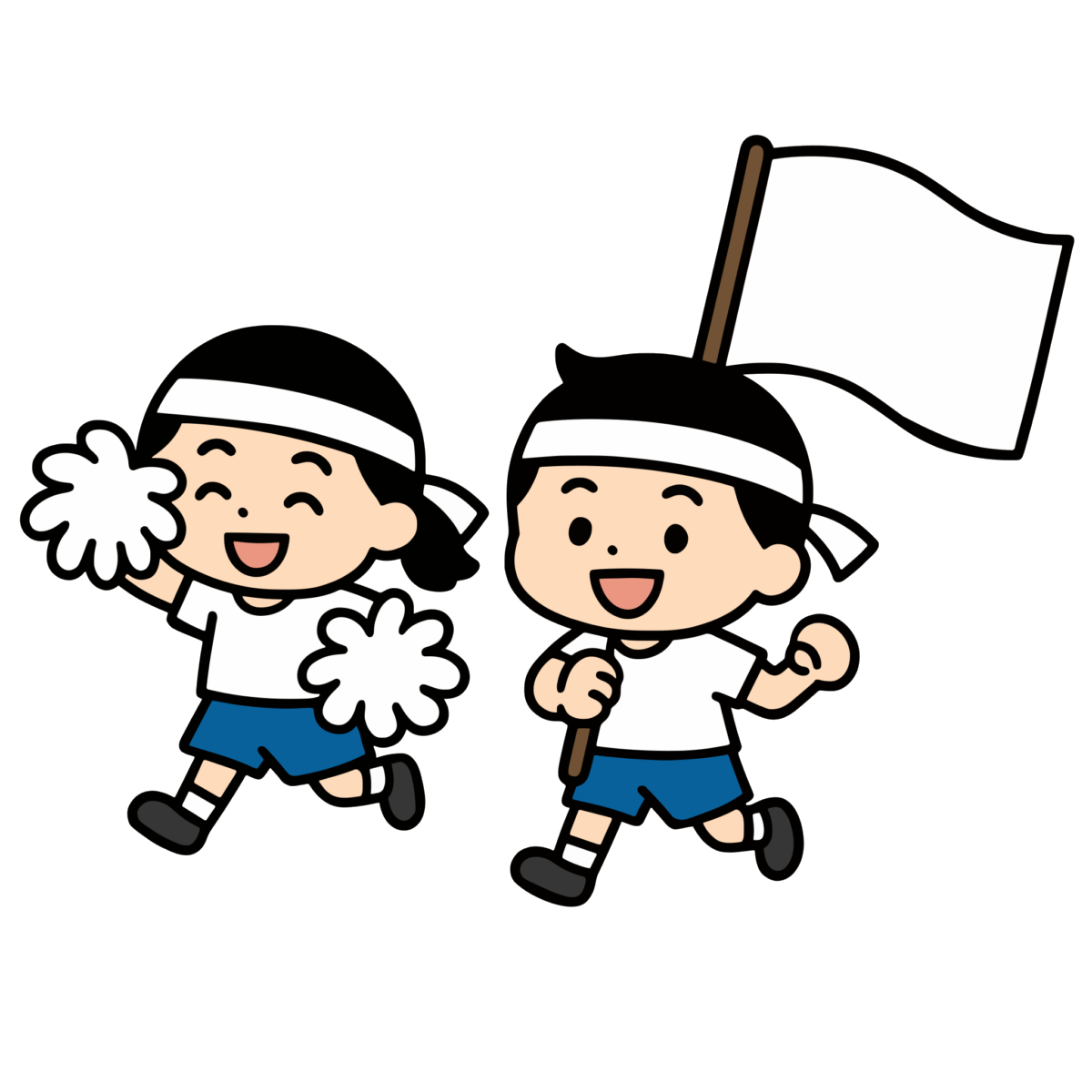 白組応援の園児のイラスト無料ダウンロード（カラー）