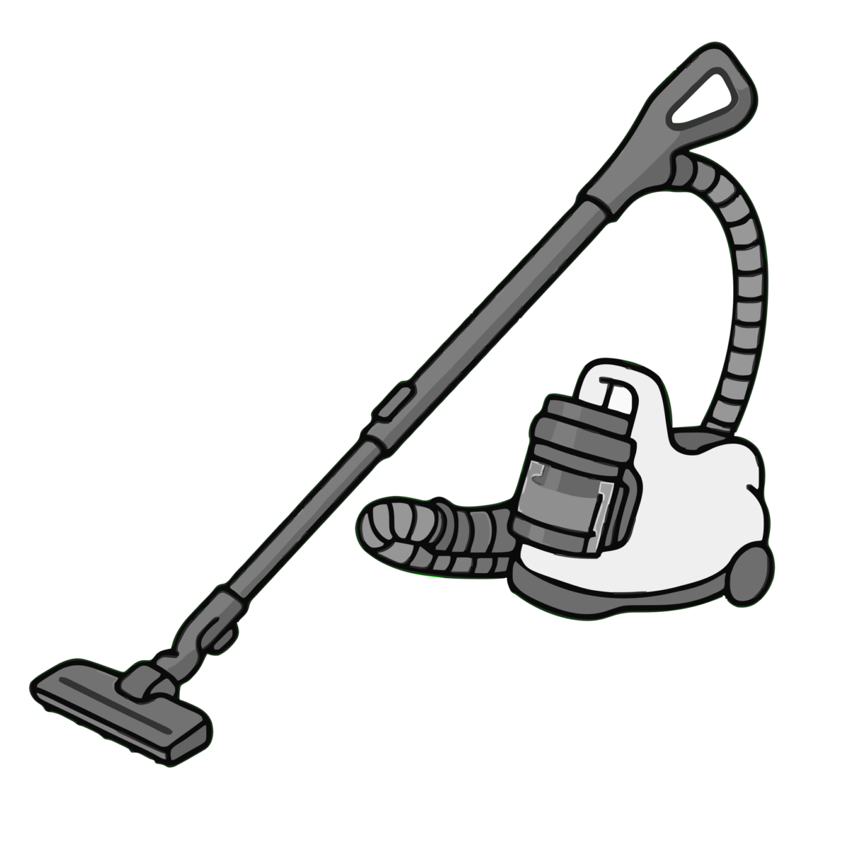 掃除機(キャニスター型)のイラスト無料ダウンロード(モノクロ)