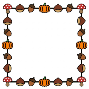 10月の囲み枠（どんぐりときのこ）