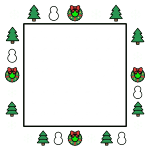 12月の囲み枠（もみの木と雪の結晶）