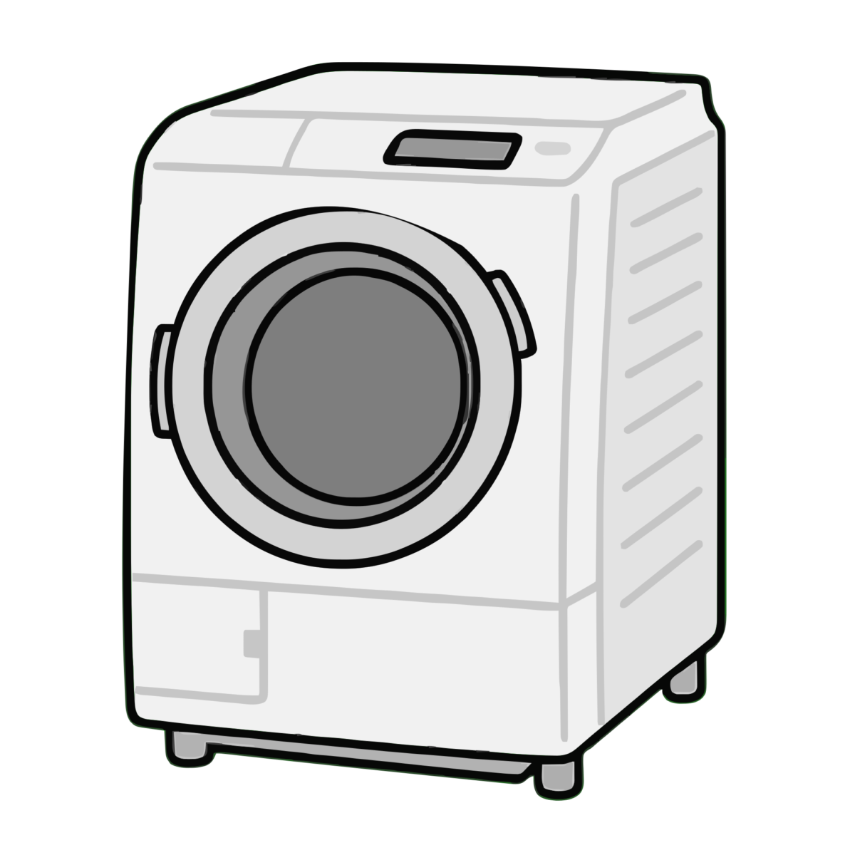 洗濯機（ドラム式）のイラスト無料ダウンロード（モノクロ）