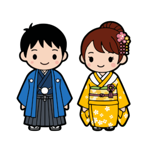 和装の男女