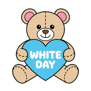 くまがWHITE DAYハートを持つ