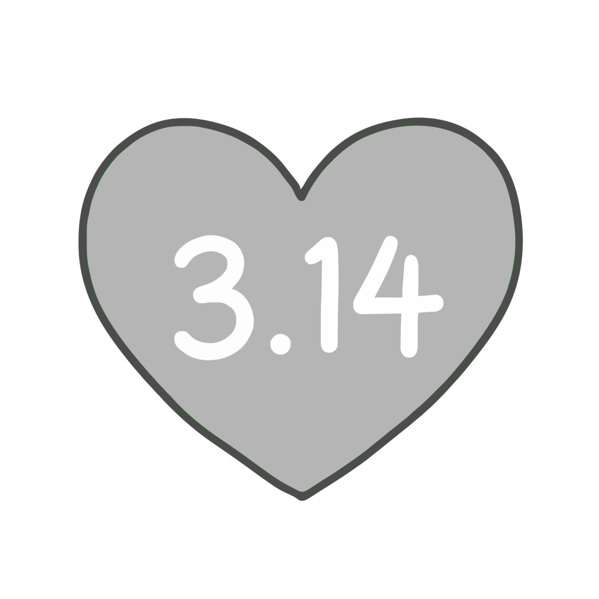 3.14入り青いハートのイラスト無料ダウンロード（モノクロ）