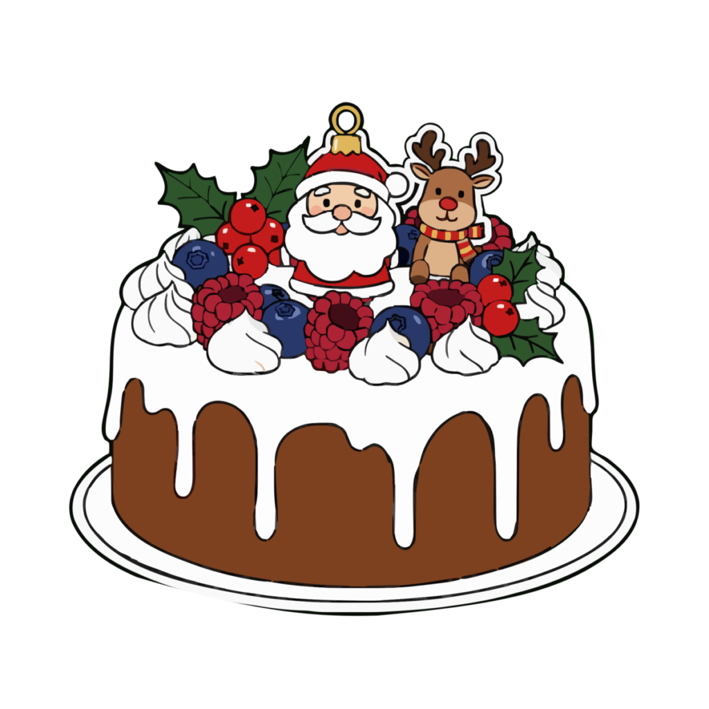 クリスマスケーキ（チョコレート）のイラスト無料ダウンロード（カラー）