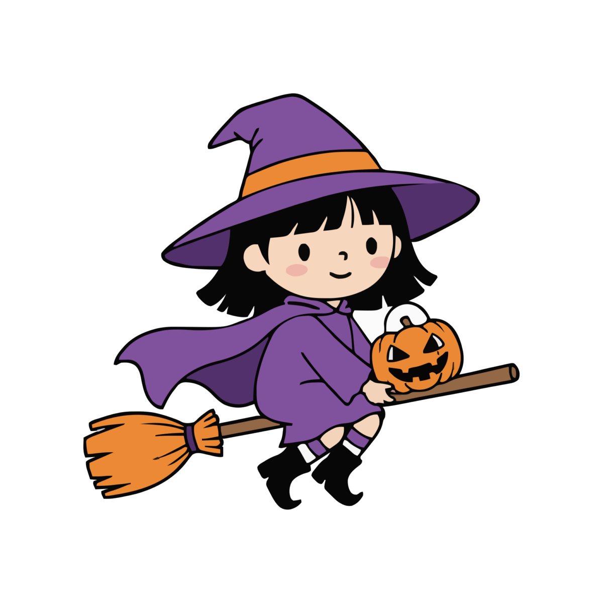 魔女の女の子のイラスト無料ダウンロード（カラー）