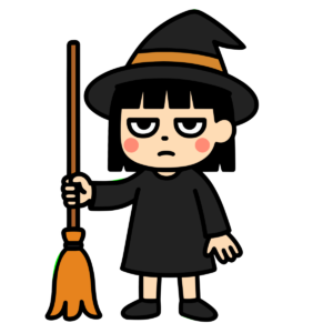 かわいい 魔女（ほうきを持つ立ち姿）