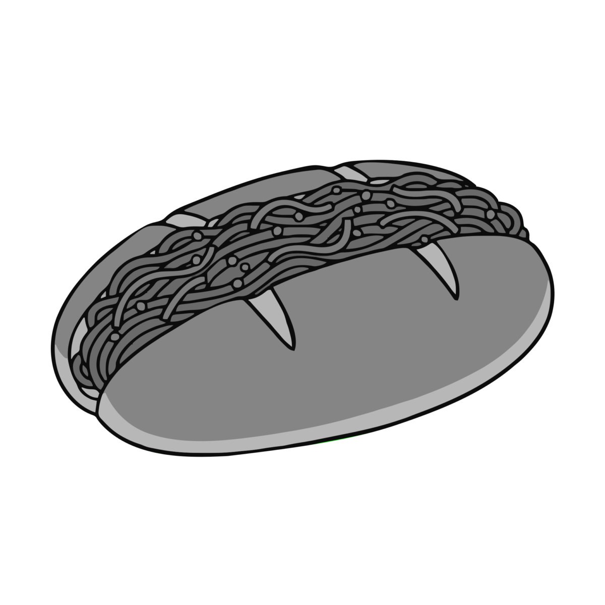 焼きそばコッペパンのイラスト無料ダウンロード(モノクロ)
