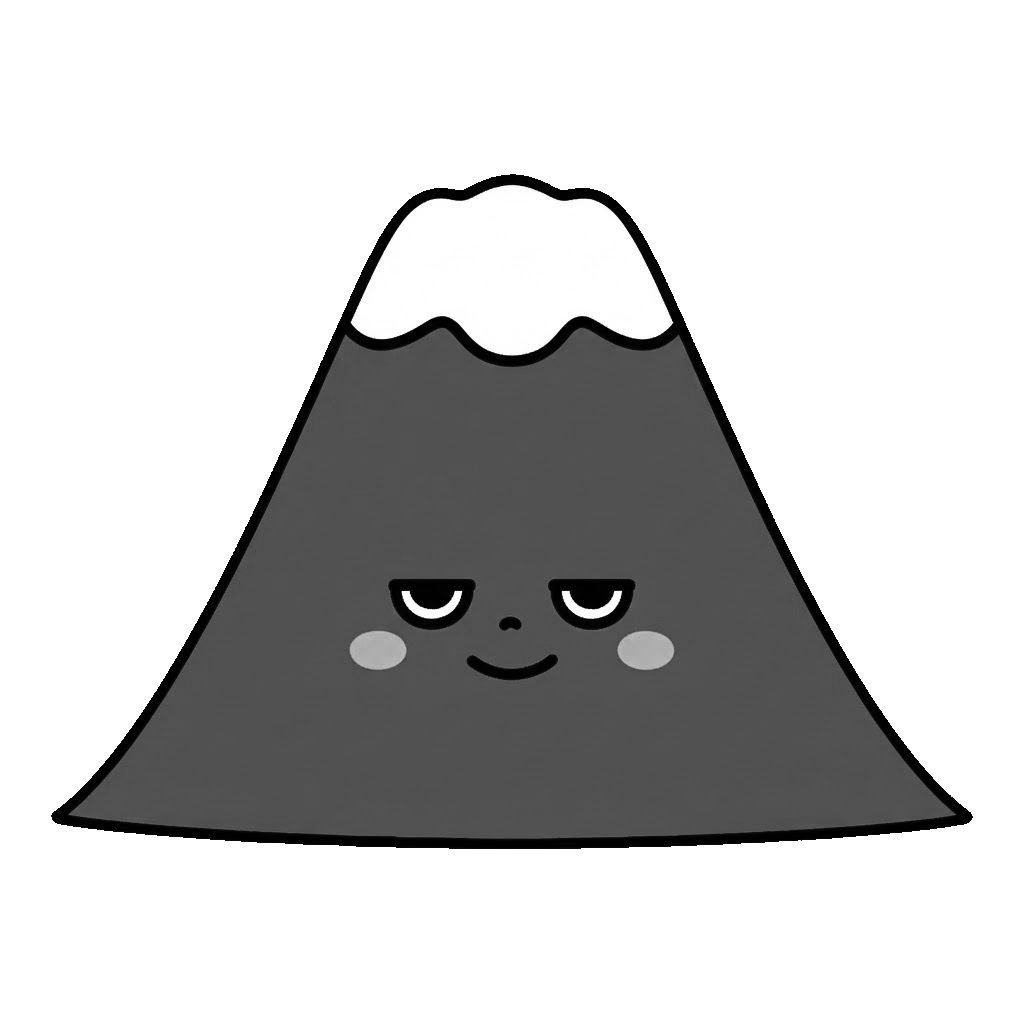 やまのかわいいイラスト(モノクロ)