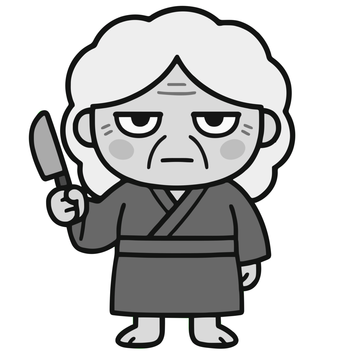 山姥のイラスト無料ダウンロード（モノクロ）