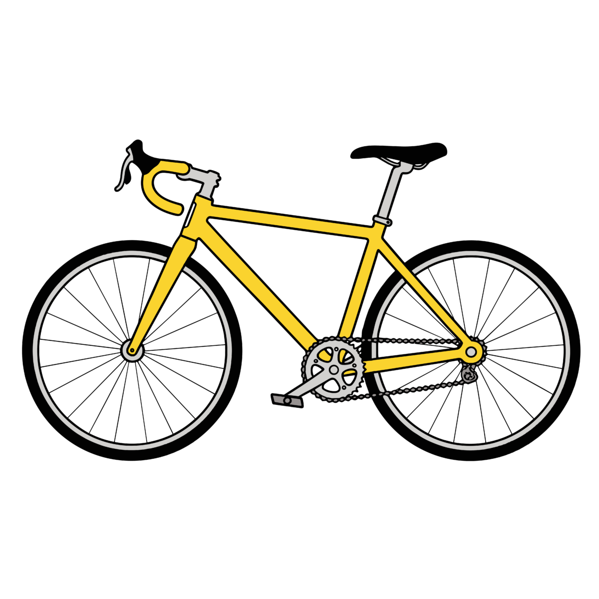 黄色い自転車のイラスト無料ダウンロード(カラー)