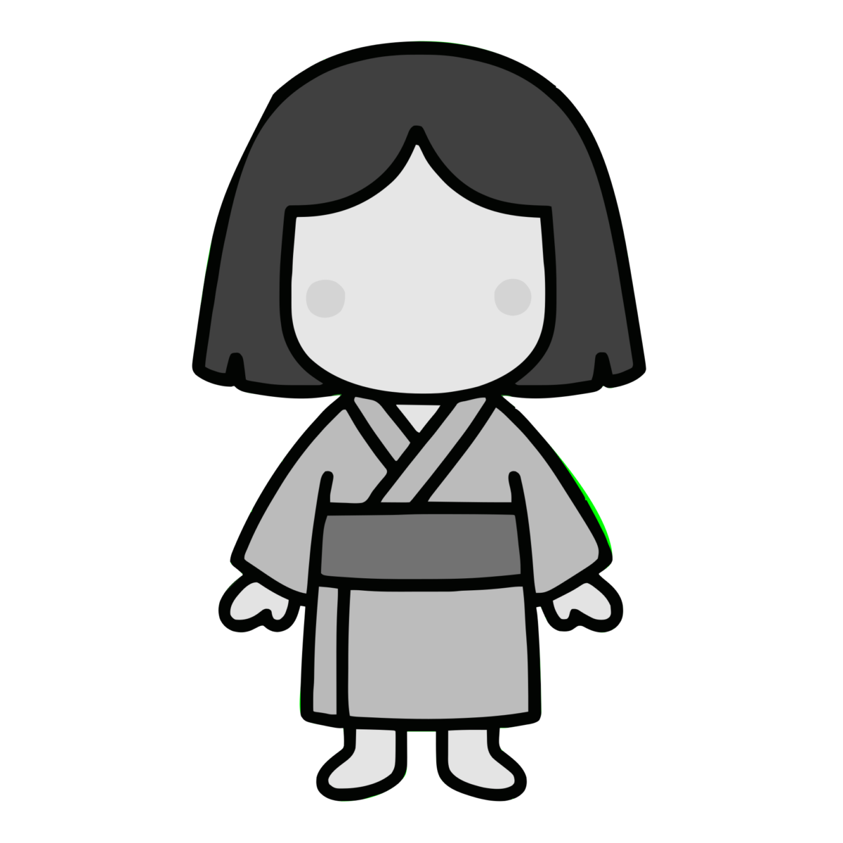のっぺらぼうのイラスト無料ダウンロード（モノクロ）