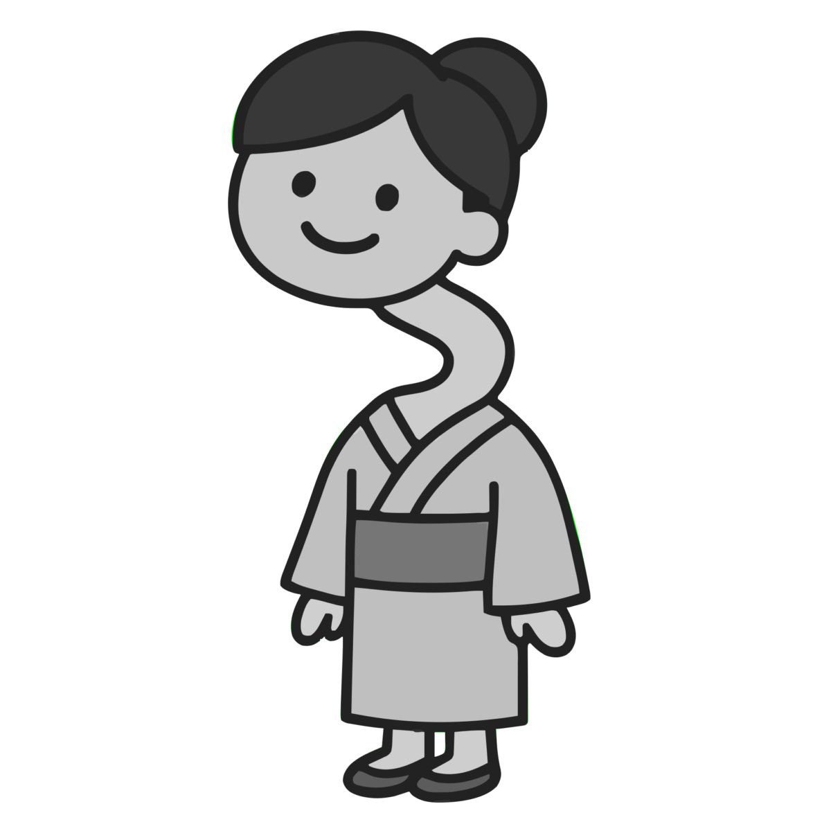 ろくろ首の妖怪のイラスト無料ダウンロード(モノクロ)