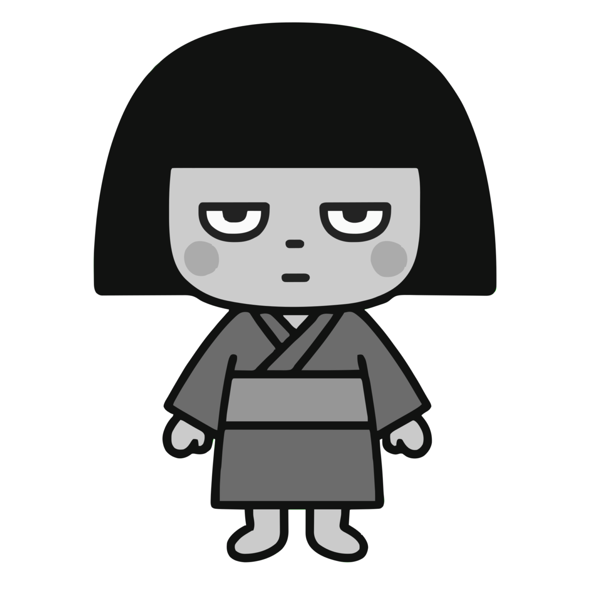 座敷童子のイラスト無料ダウンロード（モノクロ）