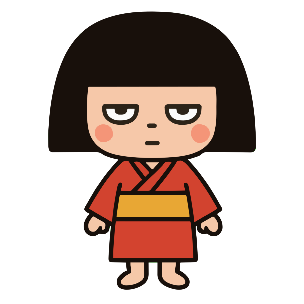座敷童子のイラスト無料ダウンロード（カラー）