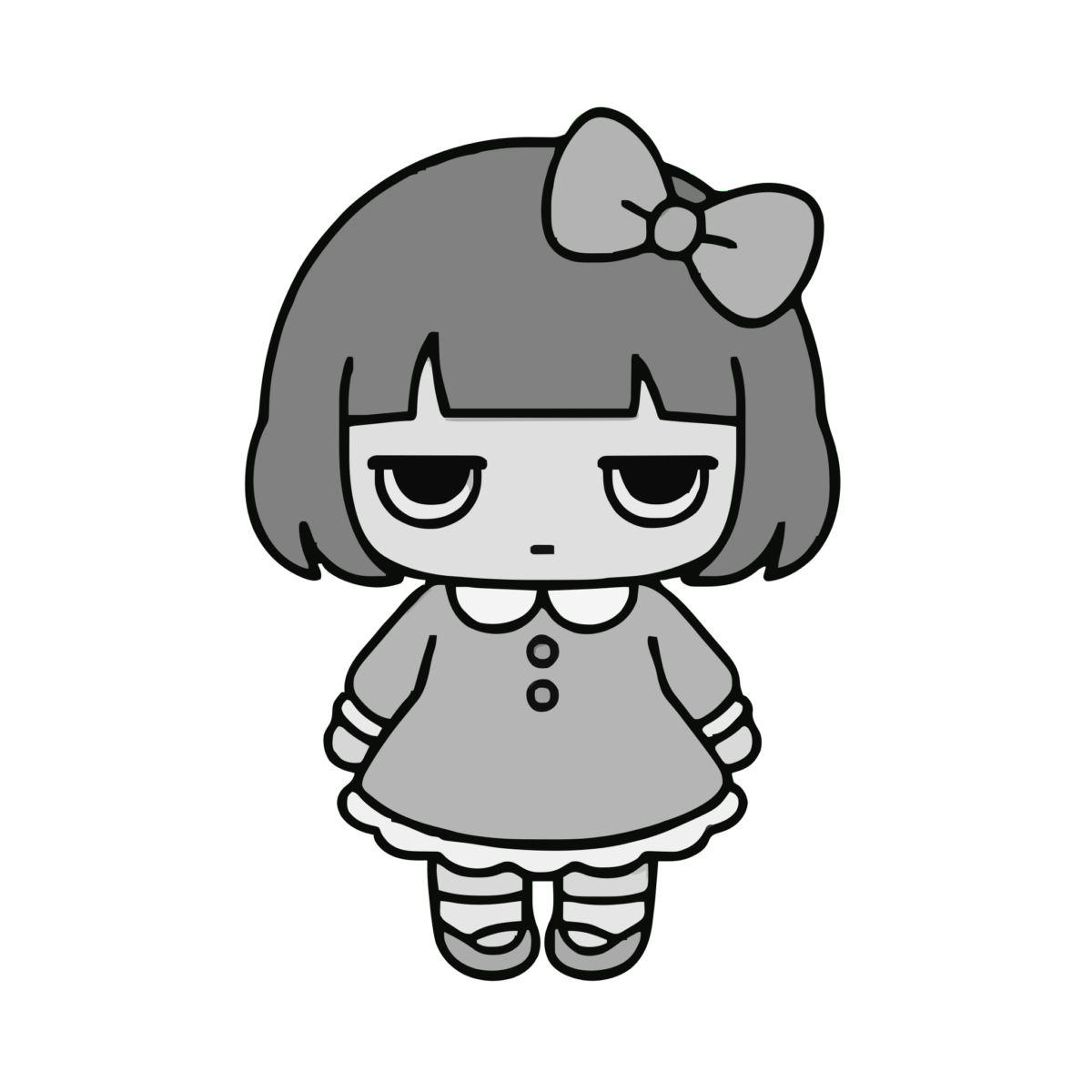 ようふくのイラスト（かわいい）（モノクロ）