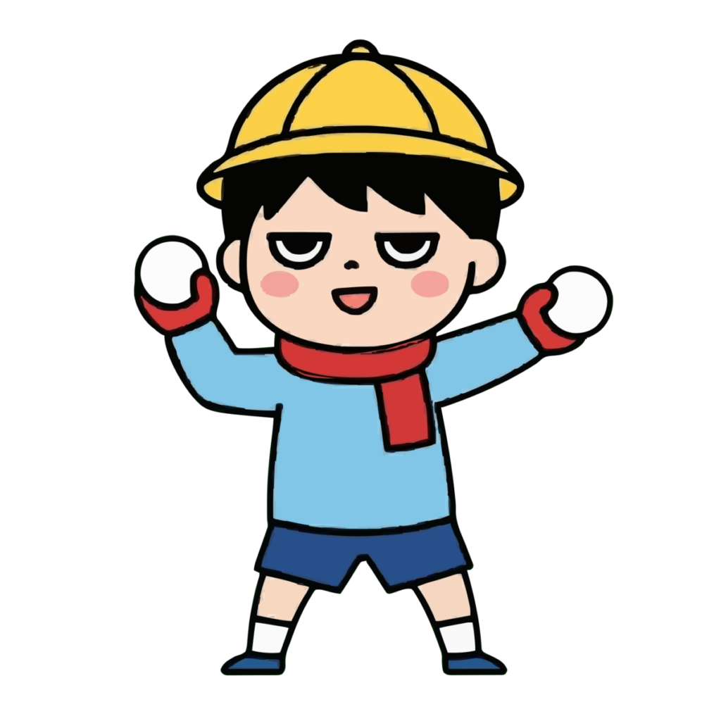 雪合戦をする子どものイラスト（冬）（カラー）