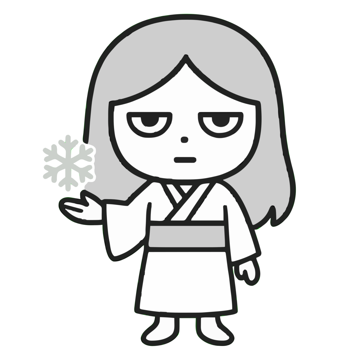 雪女のイラスト無料ダウンロード（モノクロ）
