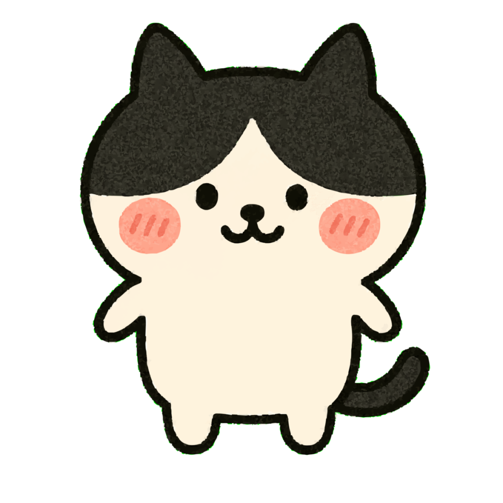 ゆるいハチワレ猫　（白黒）のイラスト無料ダウンロード（カラー）