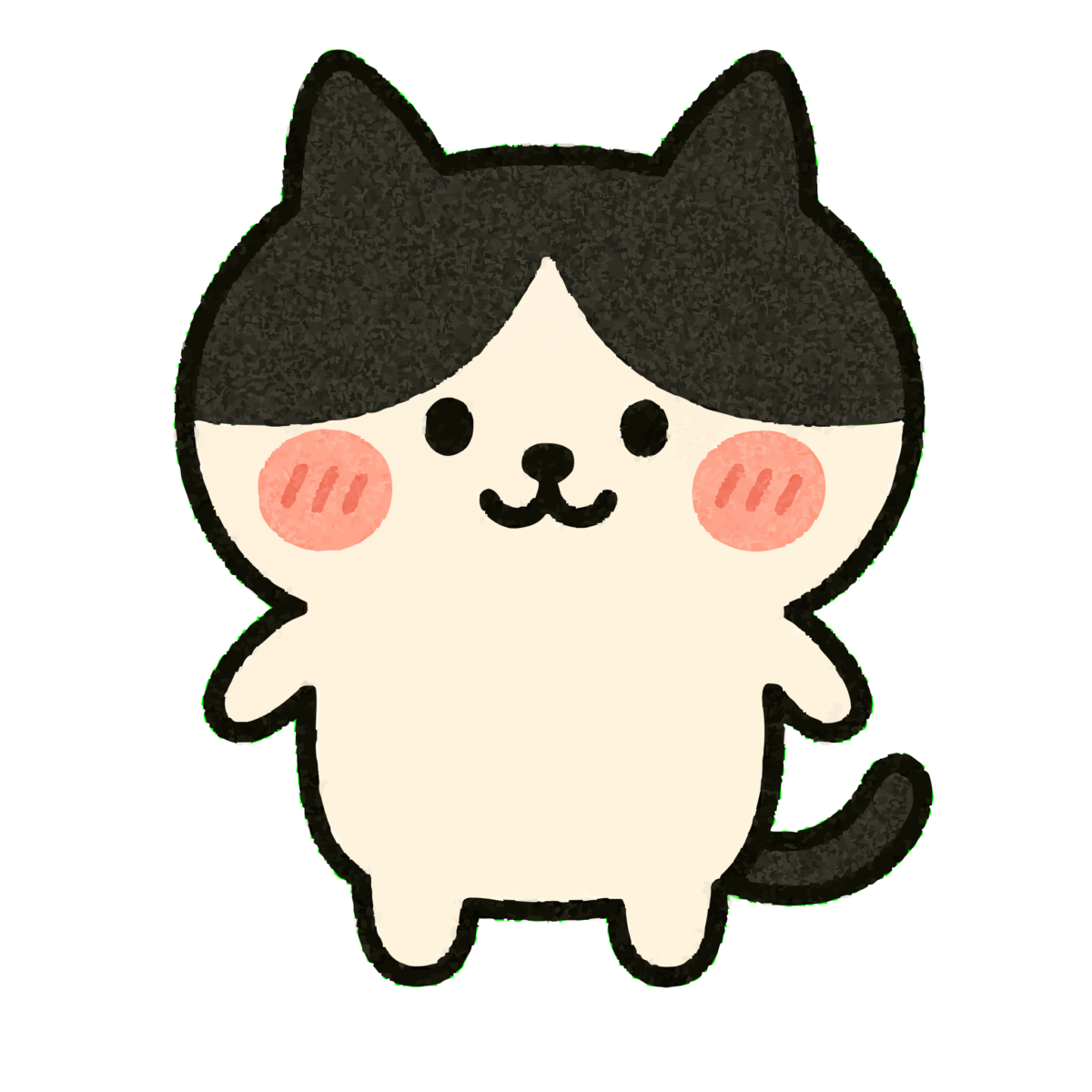ゆるいハチワレ猫　（白黒）のイラスト無料ダウンロード（カラー）