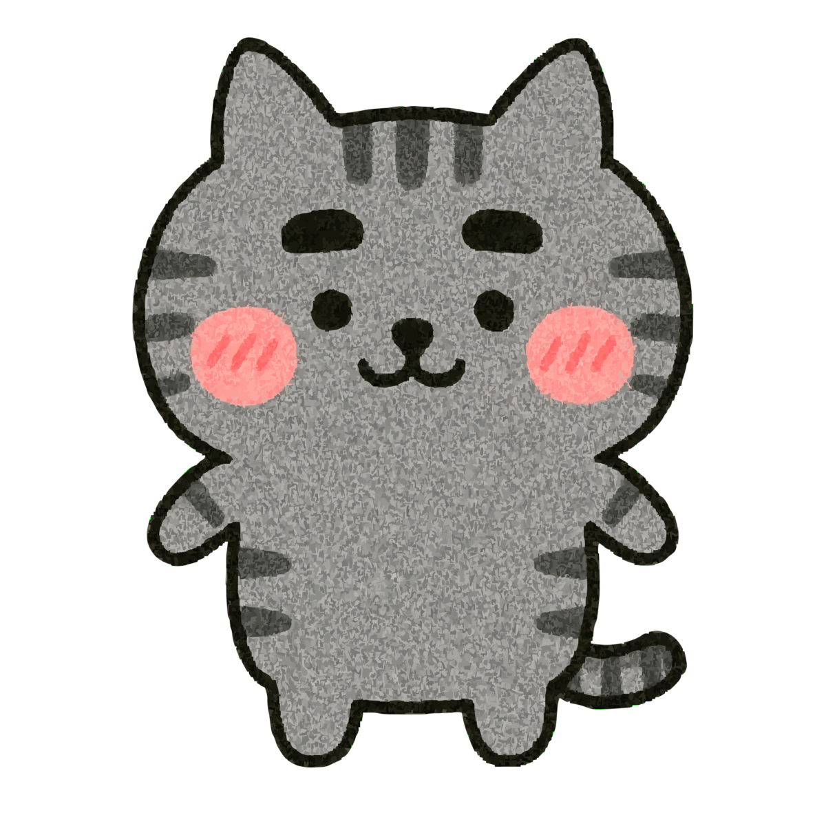 ゆるいキジトラ猫のイラスト無料ダウンロード（カラー）