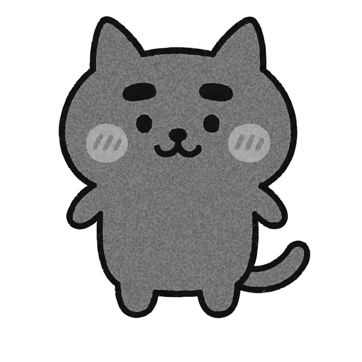 ゆるいロシアンブルーのイラスト無料ダウンロード（モノクロ）