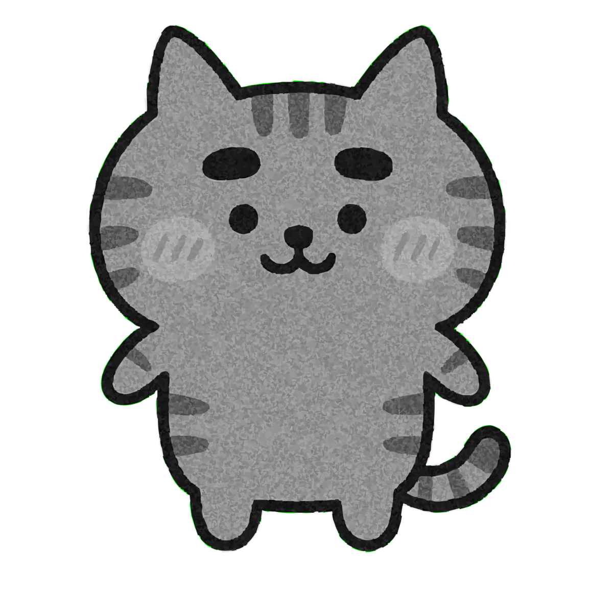 ゆるいサバトラ猫のイラスト無料ダウンロード(モノクロ)