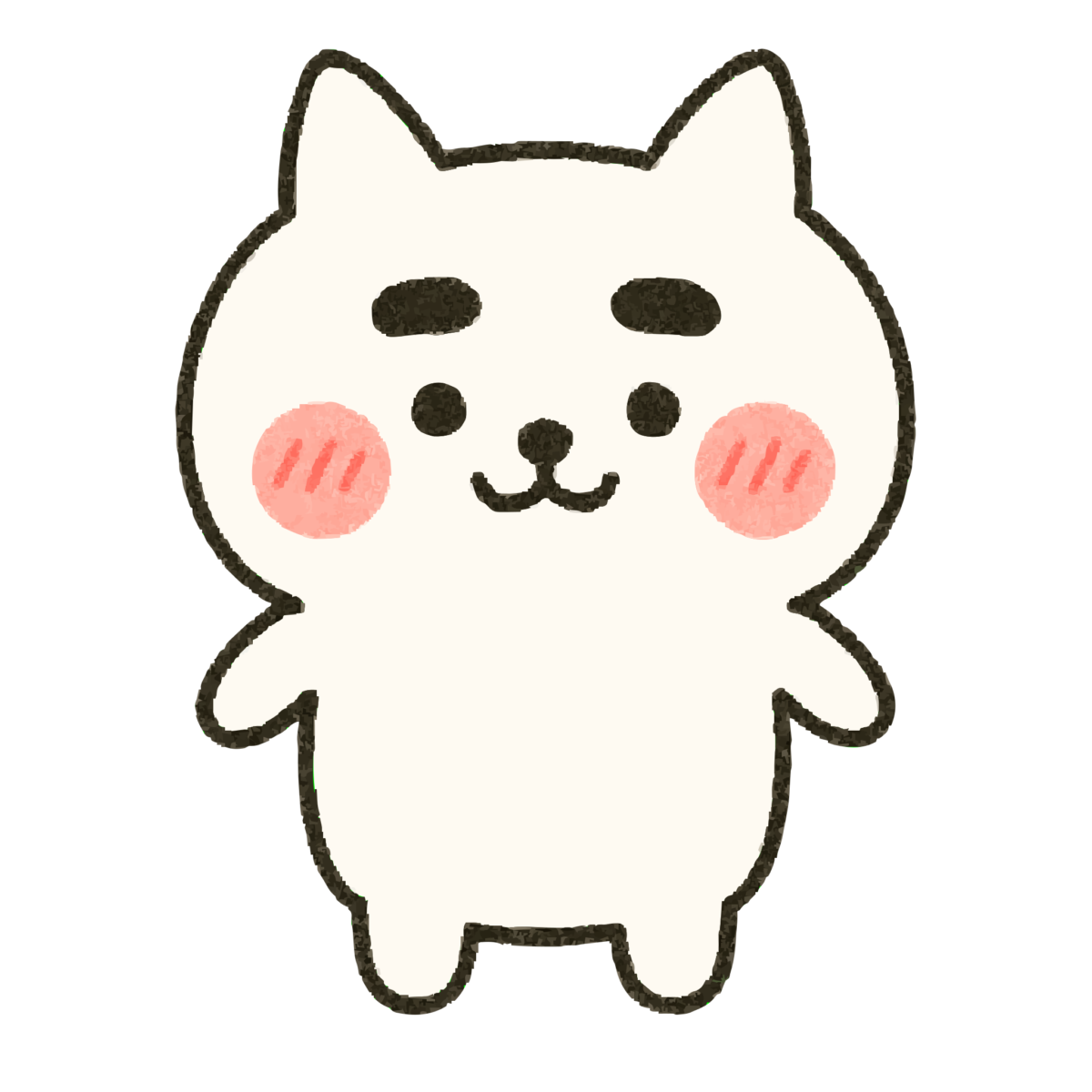 ゆるい白猫のイラスト無料ダウンロード（カラー）