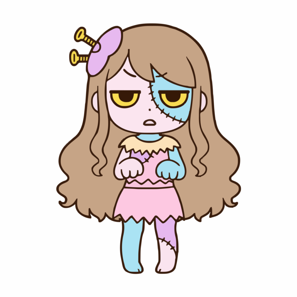 ゾンビの女の子のイラスト無料ダウンロード（カラー）