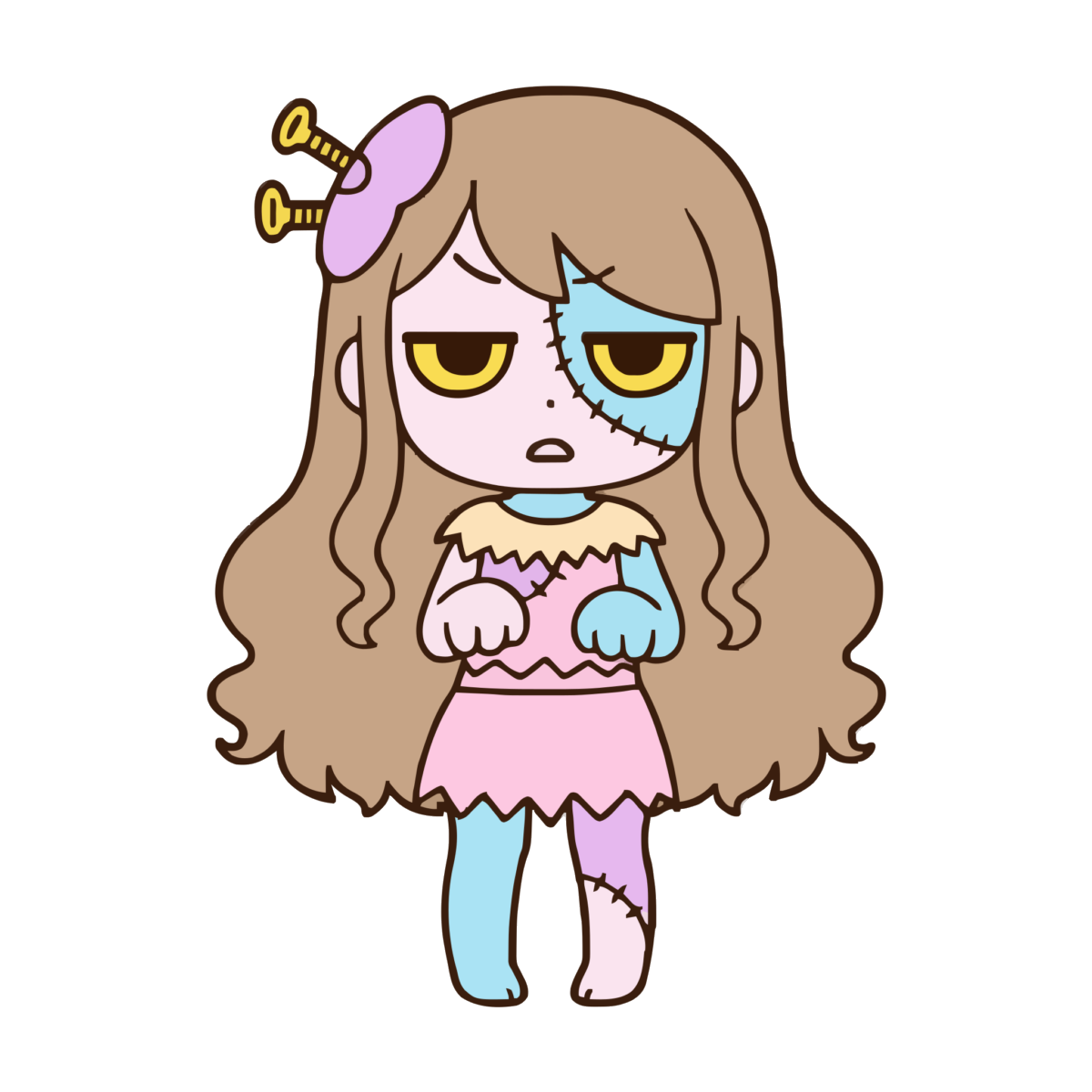 ゾンビの女の子のイラスト無料ダウンロード（カラー）
